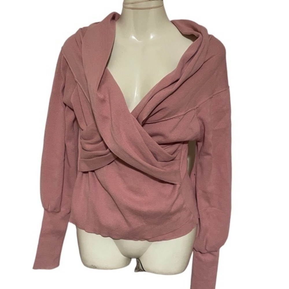 Hayden Los Angeles Womens Faux Wrap Sweater Dusty Rose Pink Size Large